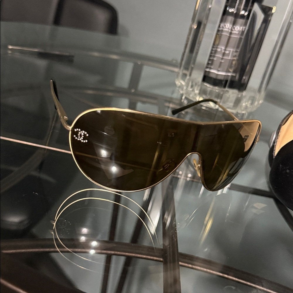 Chanel crystal CC shield sunglasses